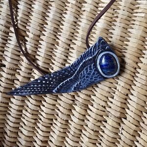 Pendant Necklace Artisan Blue Wing